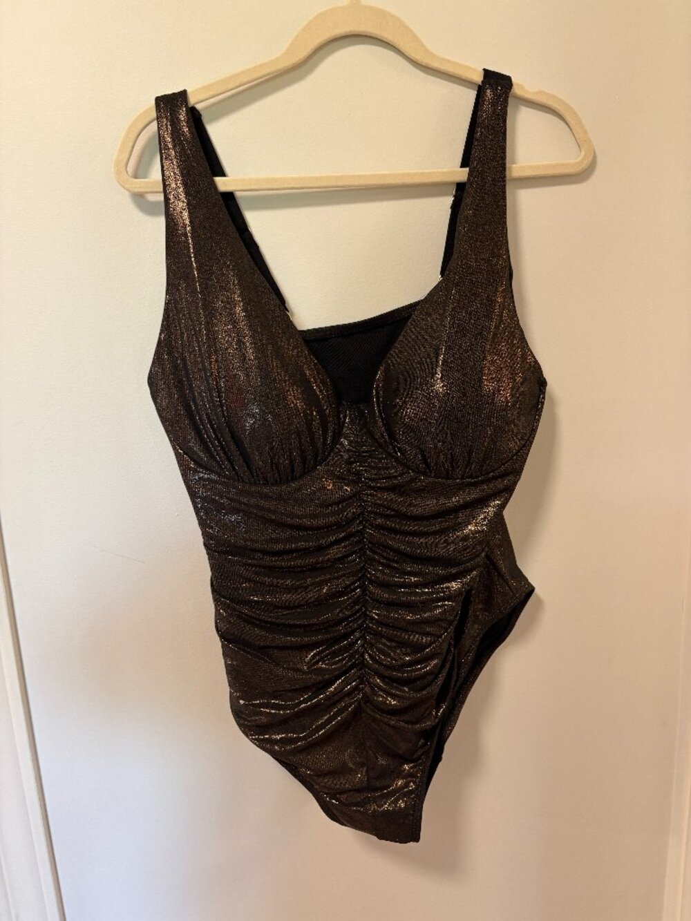 Swimsuits For All OnePiece Swimsuit Bathing Suit 16 D/DD Rushed Shimmery Bronze